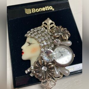 Vintage Bonetto Brooch time piece new in box